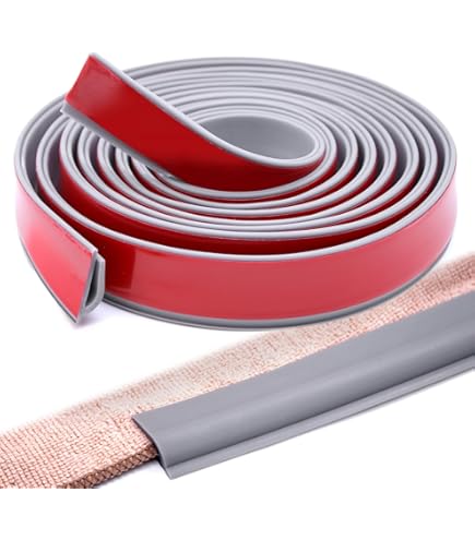 Selbstklebende Randleiste Für Teppiche 8m - PVC Übergangsprofil Grau, Einfach Zu Verlegen