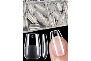 XIAOHEBAN 600Pcs Capsule Americaine Ongle Court Ballerine- 12 Tailles, Faux Ongles Capsule Ongle Gel x Pose Americaine Coffin Court Pour DéButant De Manucure Et Diy Nail Art at Home - Transparent