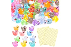 QHSXMQ Mini Ducks 100 Pack Glow in The Dark Ducks Mini Resin Ducks Figures Tiny Ducks Miniature Little Ducks Small Ducks Tiny Plastic Ducks for Aquarium Fairy Garden Dollhouse Landscape (12 Colors)