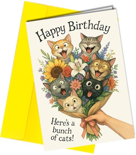 Cat Moon Space Happy Birthday Card - Funny Animal - Premium Greeting Card Envelope - Personalised Cat Card - Sister Daughter Friend Mom Dad - View #3