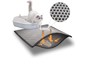 Blue Eyes Katzenklo Matte, Katzenmatte 40x60 cm, Katzenstreu Katzenklo Vorleger Unterleger Waben Design wasserdichte Doppelte Schichte Entwurf Bienenwabe Matte (Grau-6040)