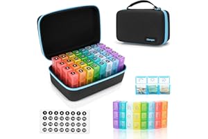 GLAMGEN Monatlicher Pillendose, 3-mal täglich, 30-Tage-Reise-Pillendose mit 32 täglichen Fächern, Monatspillendose für Fischöl, Vitamine, Nahrungsergänzungsmittel und Medikamente