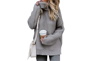 Imuedaen Pullover Damen Elegant Rollkragenpullover Langarm Strickpullover Lässiges Stricken Pulli Winter Sweatshirt Oberteile