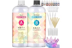 SMATDECIS Epoxy Resin Kit - 32oz/948ml Upgrade Formula Resin Kits for Beginners Crystal Clear Epoxy Resin Glue Moulds, High Gloss Transparent UV Resin Jewelry River Table Tops DIY Art Kit (with 8-Color Pigment)