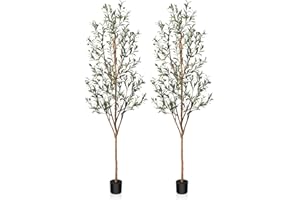Kazeila Olive Tree, Artificial 210 cm Artificial Plant, Large Artificial Plants, Fake Plastic Plants in Pot for Home Decor, Room Decoration, Bedroom Decoration (Pack of 2)