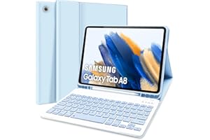LUPXIU Funda con Teclado Español Ñ para Samsung Galaxy Tab A8 10,5 2021 (SM-X200/X205) - Funda Protectora con Ranura de Lápiz, Teclado Desmontable Inalámbrico, Azul Cielo