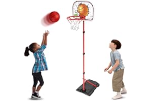 Panier de Basket Exterieur sur Pied pour Enfants, Hauteur Réglable de 78-170cm Jeux de Ballon de Basket Kit, avec Pompe à Cerceau, Filet, 2 Ballon, Jeux Exterieur Enfant pour Enfants Trois Ans et Plus