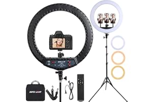 EOTO LIGHT 21 inch LED Ring Light with Tripod Stand, Video Ring Light for Selfie Photography Vlog Recording Conference Meeting Studio Portrait YouTube TikTok Makeup with Carrying Bag and Remote Control, CRI>97