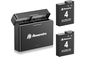 Powerextra 2 Stück Ersatzakku für DJI Action 4/3 und dual Ladegerät kompatibel mit DJI Action 4/3