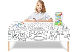 ATBEAMEN Giant Colouring Poster Table Cloth for Kids,47x71inch Birthday Colouring Posters with 18 Paint Pens Coloring Poster Drawing Paper Table Cover Wall Cake Crafts for Kids Birthday Gift