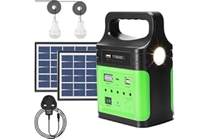 VCLPOWER (15000mah) Portable Power Station with Solar Panel,Type-C Fast Charging,LED Flashlight,FM,LED Bulbs,Solar Generator KitLithium Battery Power for Home Outdoor Camping Emergency Backup,Fishing