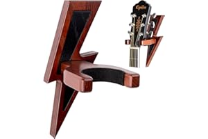 Teslyar Gancio per chitarra a parete | Supporto chitarra muro | Fulmine | Universale a parete per Chitarra | Appendi Titolare per Basso, Elettrico, Classico Chitarra, Violino, Ukulele (Rosso)