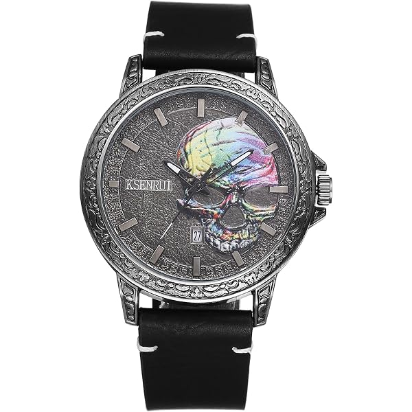 Set Orologio E Bracciale Teschio Steampunk: 2 Pezzi Uomo, Regalo Originale Per Halloween