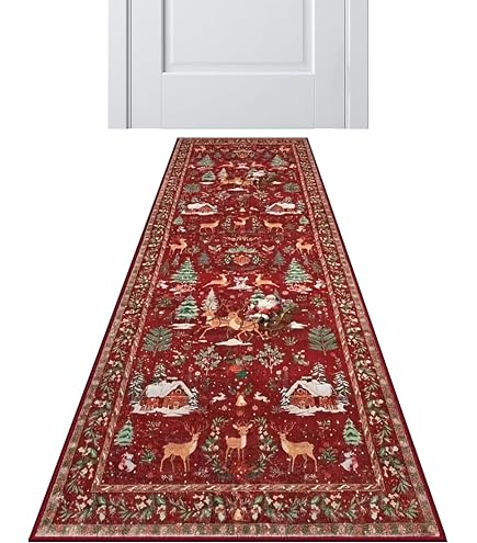 Tapis de Cuisine de Noël en PVC 50x90 cm Résistant Aux Tache Antidérapant Impression Numérique