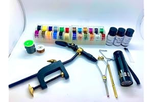 OLAX Fly Tying Vise Kit, with Thread, Vise, UV Glue, Wire, UV Torch flytying
