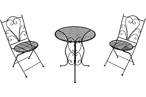 ‎AXI AXI Eloise Bistroset 3-teilig aus Metall Gestanzt in Anthrazit | Bistrotisch mit 2 Stühlen | Bistro Gartenmöbel Set für Garten/Balkon/Terrasse | Balkonset/Sitzgruppe