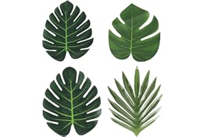 XZSKD 48Pcs Fake Leaves, Artificial Leaves, Jungle Theme Party Decorations, Palm Leaves, Artificial Leaves for Decoration, Leaf Decoration, For Hawaiian Jungle Theme Tropical Party Decorations