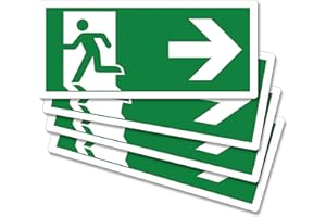 pubblimania 4 piezas de salida de emergencia a la derecha PVC adhesivo resistente para exterior e interior (29 x 13 cm) (4 salidas a la derecha)