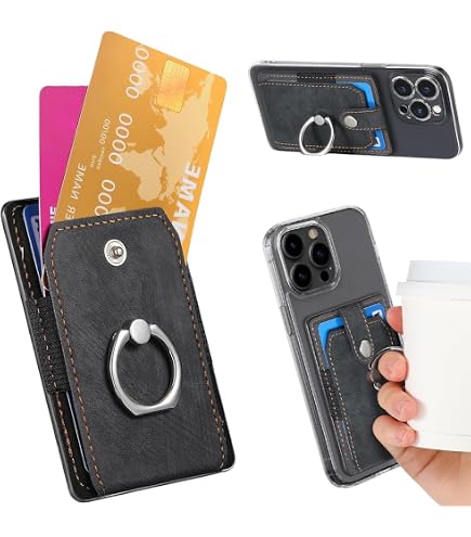 WLLHYF 5 Porta Carte In Silicone Per Retro Telefono – Multicolore, Adesivo Riutilizzabile, Per Carte E Contanti - 2