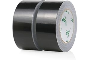 BOMEI PACK Universal - Ruban Adhésif Toilé Noir, Heavy Duty Duct Tape 2 rouleaux 50 mm x 30 m pour les travaux de réparation, fixation, de scellage, d'étiquetage et de rénovation