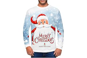 LUOLUOLUO Clearance Men's Merry Christmas Jumper, Xmas Sweatshirt Santa Claus Novelty Pullover Snowman Sweater Top Long Sleeves Crew Neck Jumpers Adult Christmas Sweatshirt Boys Festive Santa Tops S-5XL
