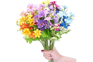 YELYAN Künstliche Blumen, 6 Bündel im Freien gefälschte Blumen für zu Hause Hochzeitsdekoration, Kunstplastik Chrysantheme Blume für hängende Garten Veranda Fenster Box Dekor