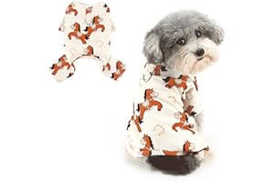 Ranphy Cute Printed Pet Fleece Pyjamas Pjs for Xsmall Small Dog Puppy Jumpsuit Pullover Shirt with D-ring Yorkie Chihuahua Spring Summer Clothes Cat Clothing,Horse,XXL