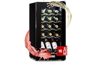 KLARSTEIN Cantinetta Vino Design, Cantinetta Vino Refrigerata a Zona Singola per Vino Rosso, Bianco e Birra, Controlli Touch, Frigo Vino Cantinetta per Esterno/Interno, 5-18°C, 53L, 15 Bottiglie