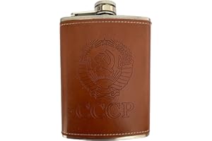 GANWEAR Soviétique russe URSS flacon de hanche en acier inoxydable souvenir 8 oz vodka whisky manteau bras