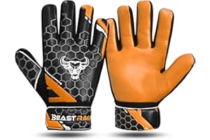 BEAST RAGE Gants de Gardien de But pour Enfants,garçons et Jeunes,Gants de Gardien de But en Latex antidérapant 4MM,Support de Poignet