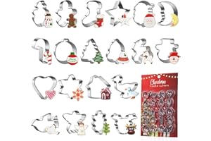 MELLIEX 20 Piezas Mini Moldes Galletas, Navidad Cortadores de Galletas Acero Inoxidable Cookie Cutter para Infantiles