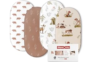 GLLQUEN BABY Lot de 4 draps-housses pour couffin, 100 % microfibre Oeko-tex100, confortables et respirants pour berceau de bébé garçon et fille, faciles d'entretien, doux