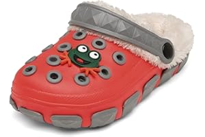 SMajong Kinder Clogs Winter Jungen Mädchen Warme Gefüttert Pantoletten Hausschuhe Weichem rutschfeste Pantoffeln Gartenschuhe 25-36 EU