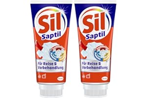 HENKEL Sil Saptil für Reise & Vorbehandlung, Universalfleckenentferner, 2 x 200 ml, für die Vorbehandlung mit Turbowirkung bei hartnäckigen Verschmutzungen aller Textilarten in praktischer Reisegröße
