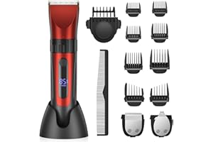 CITHOT Tondeuse à Cheveux 2000mAh Batterie,Tête en Titane et Lame en Céramique Tondeuse Barbe,IPX6 Kit Tondeuse dégradé Hommes Professionnel,8 Peignes de Limitation Avec Base