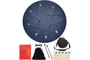 HEUCHAEY Steel Tongue Drum de 6 Pulgadas 8 Tonos percusión Steel Drum Kit con Bolsa de Transporte Mini Tambor Handpan Instrumento de percusión de Acero Tambor de Mano,Para Meditación,Yoga,Rendimiento
