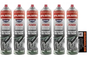 BISOMO 6 x 600 ml Presto Power pulitore freno pulitore parti motore frizione carburatore, rimuove olio grasso polvere dei freni, senza acetone + adesivo bisomico
