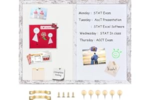 Umtiti Bulletin Board Whiteboard White Felt Board Combo for Office School Kitchen Bedroom, White Wood Frame,17.7"*23.6"（45cm*60cm）,Whiteboard+WH-4560WH