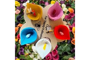 SBYHBHYDS 5 Color Drinking Cup for Bees,Garden Bee Insect Watering Station,Bee Colorful Cups for Thirsty Pollinators,Butterfly Water Bowl Feeder with Flower Design,Outdoor Garden Yard Decor (B)