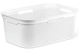 Rotho Brisen Wäschekorb 40l mit 4 Griffen, Kunststoff, weiss
