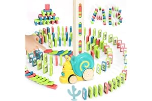 BananMelonBM 180pcs Montessori Learning Automatic Dominos Train Set Toys for Kids,Snail Domino Games Birthday Gift