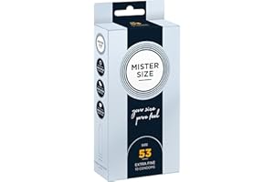 MISTER SIZE 53mm Ultra-Sensitive Condoms for Men - Extra Thin, Extra fine, Extra lube/Made from 100% Natural Rubber Latex in Your Size XS - S/Real Feel Pack of 10