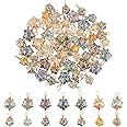 SUPERFINDINGS 56Pcs 2 Sizes Gold Wire Wrapped Star Pendants AB Color Electroplate Glass Charms 7 Colors Crystal Dangle Charms for Earring Bracelet Necklace Jewelry Making, Hole: 2.5~3mm