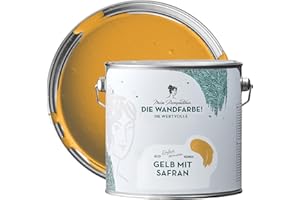 MissPompadour edelmatte Wandfarbe Gelb mit Safran 2,5L - sehr hohe Deckkraft - geruchsneutrale, spritzfreie Farbe - atmungsaktive, wasserbasierte Innenfarbe/Deckenfarbe - Die Wertvolle