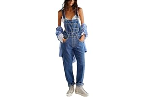 WEOPLKIN Salopette Jeans Femme Été Combinaison Femme Moulante Elastique Salopette Taille Haute Femme Couleurs Unies Combinaison De Travail Décontracté Barboteuse