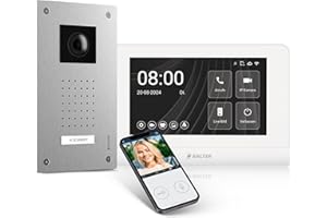 BALTER Entri Video Türsprechanlage, Unterputz Türklingel mit Kamera, Smartphone App, 1 Familienhaus, Video Türklingel, 7 Zoll HD-Monitor, Full HD Kamera, Gegensprechanlage mit Türöffner und Klingel 2 Draht