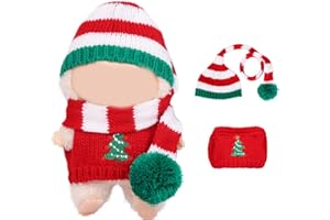 Vicloon Bekleidung für 17cm Plüsch, Puppenkleidungs Set für Puppe, Kuscheltier Kleidung Outfit, Puppenzubehör, Niedlich Outfit Accessoires für Puppen, Ideales DIY Kinder Geschenke-Weihnachtspullover