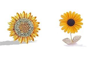 HEMAJI Confezione da 2 Set Di Spilla Girasole Spilla Elegante con strass Girasole leghe Donna Colorato Spilla In lega Per cene feste di ballo feste di compleanno riunioni importanti matrimoni ed eventi