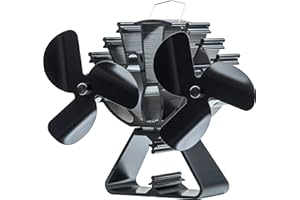 HEUNGBERANT Twin Blades Log Burner Fan Wood Burning Stove Fan with Large Airflow Heat Powered Fireplace Fan for Wood/Log Burner/Fireplace