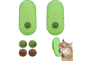 EnixwH 2 Palline di Erba Gatta Giocattolo di Erba Gatta per Gatti Palline Commestibili Girevoli Commestibili di Autoadesive Sane Naturali Pulizia dei Denti Giocattolo